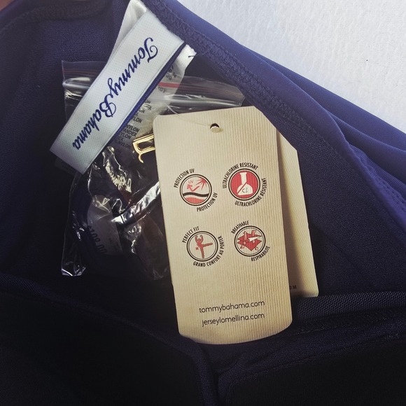 Tommy Bahama 95B NWT Pearl Sarong Wrap Bandeau Tankini Swim Top Mare Navy XS - Picture 5 of 8